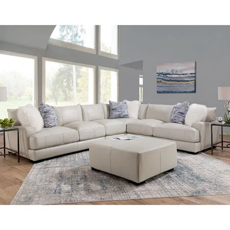 Contemporary L-Shaped Sectional with Track Arms
